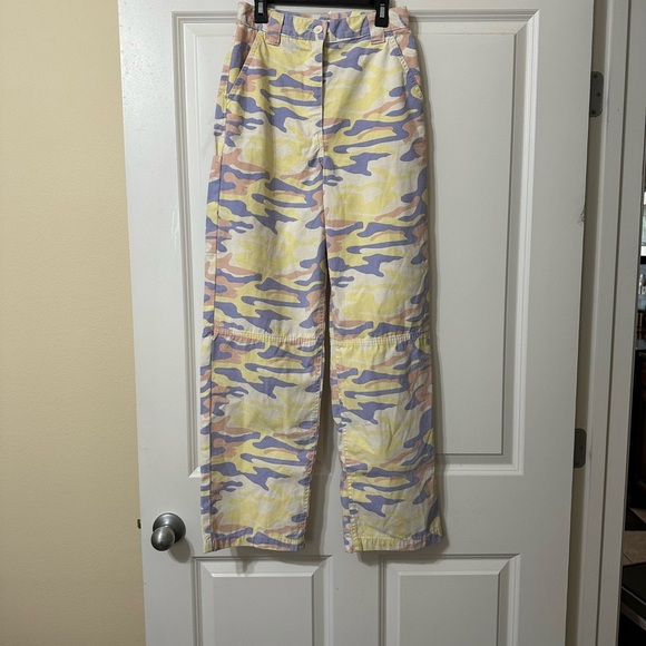 NWT‎ Topshop Pastel Camo High Waist Wide Leg Jeans, US 4 - Picture 7 of 16